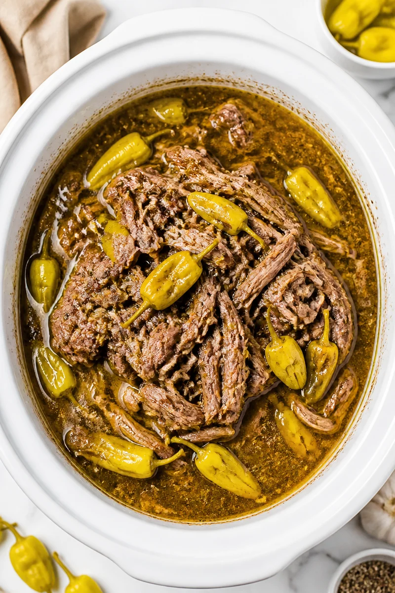 Tender Pepperoncini Beef Mississippi Pot Roast Crockpot