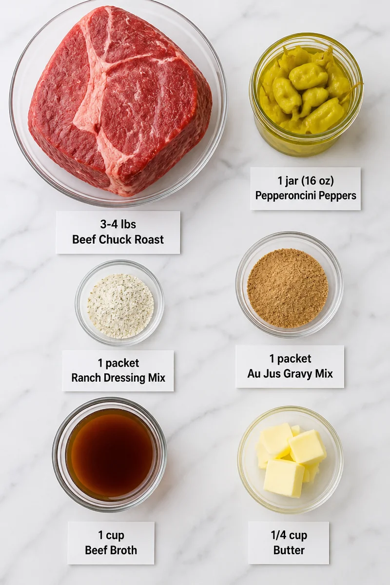 Tender Pepperoncini Beef Mississippi Pot Roast Crockpot