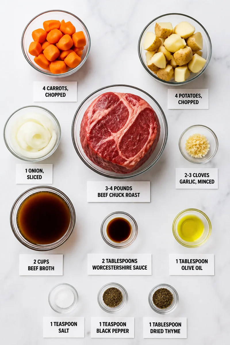 Tender Slow Cooker Beef Pot Roast Dinner