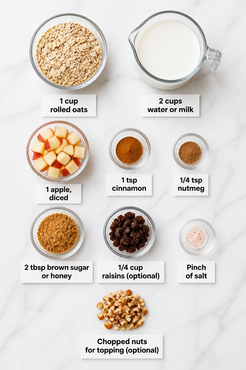 Warm Spiced Apple And Cinnamon Oatmeal Breakfast