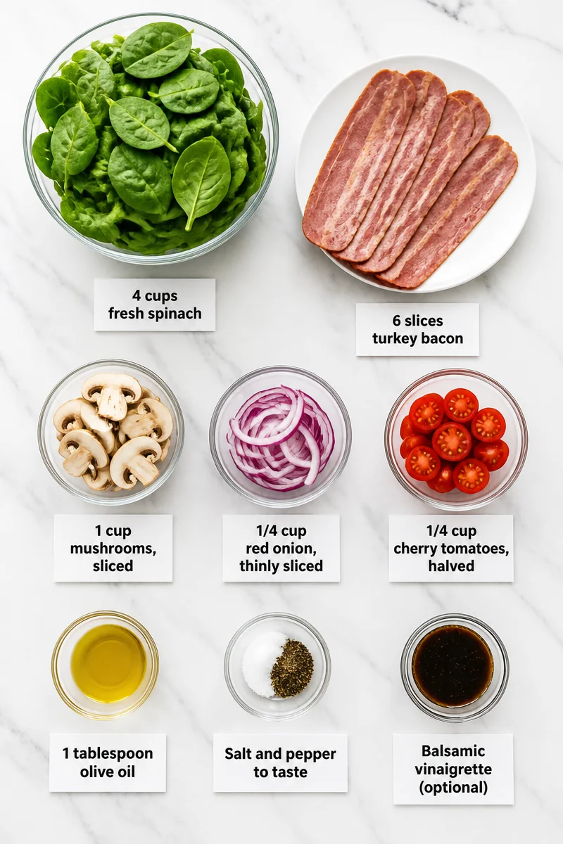 Warm Turkey Bacon And Mushroom Spinach Salad