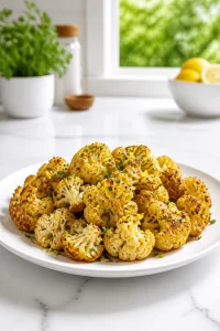 Air Fryer Roasted Cauliflower Garlic Herb