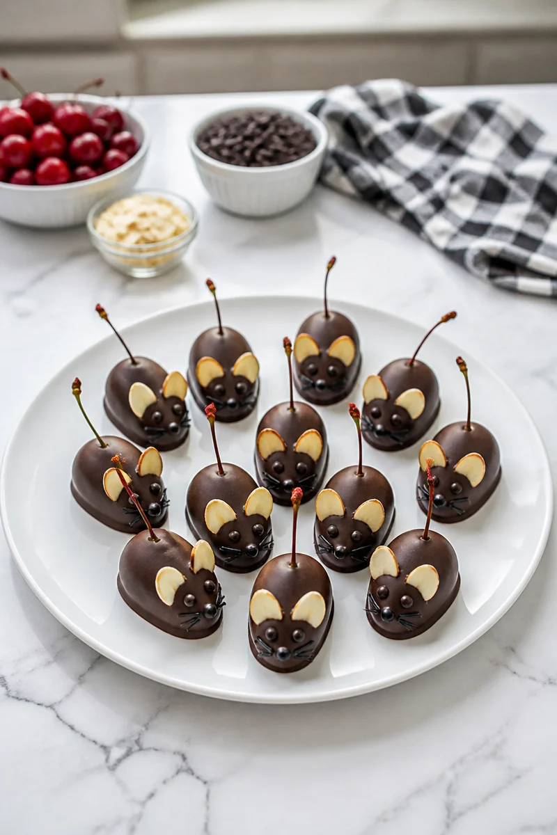 Delicious chocolate mice cherry candy treat for sweet lovers