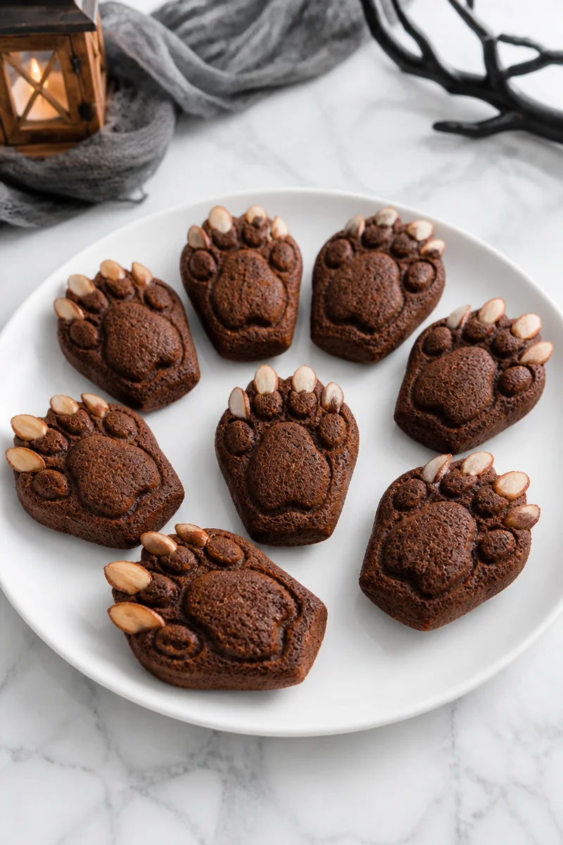 Chocolate Werewolf Paw Madeleine Cake with spooky design and rich chocolate flavor.