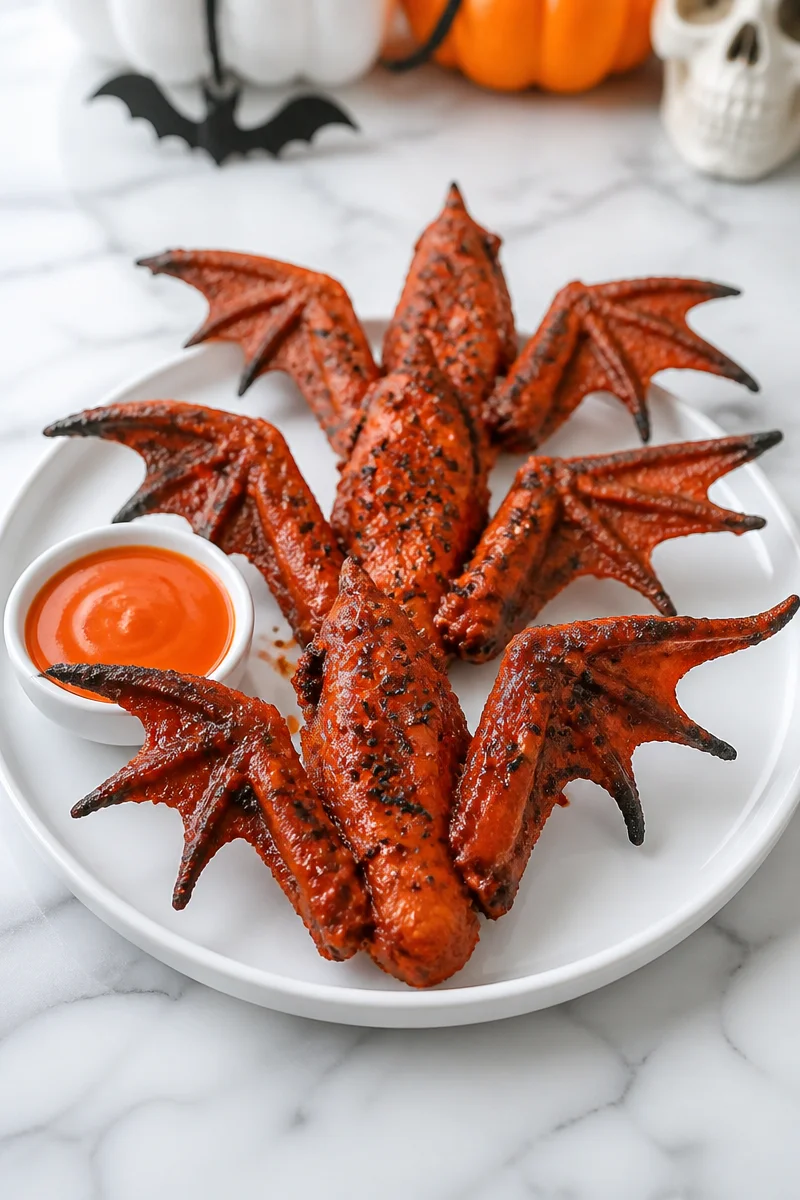 Deep Fried Bat Wing Buffalo Chicken served with dipping sauce