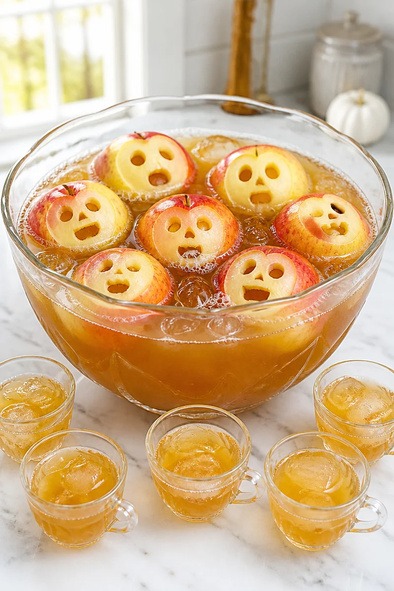 Festive Apple Ghost Punch Bowl for Halloween celebrations