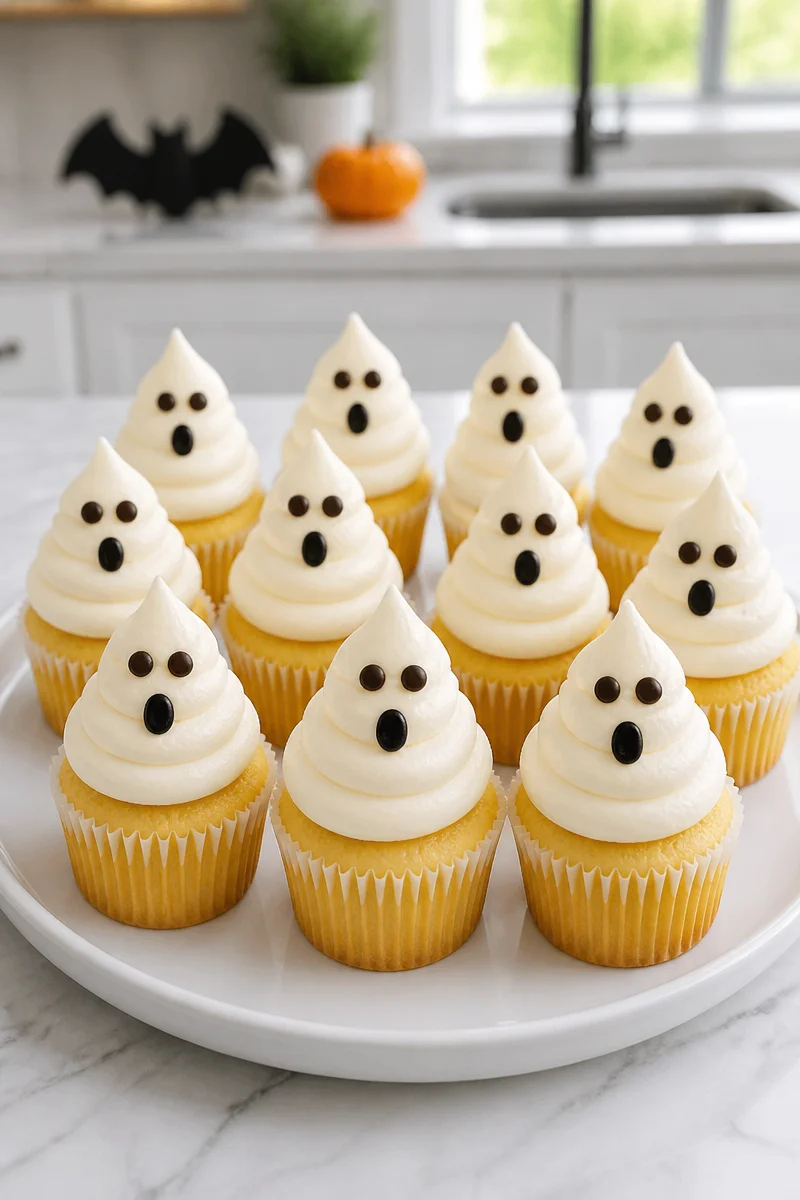 Gluten free ghost cupcakes perfect for Halloween celebrations