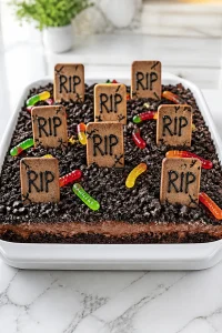Graveyard Chocolate Dirt Cake Tombstone