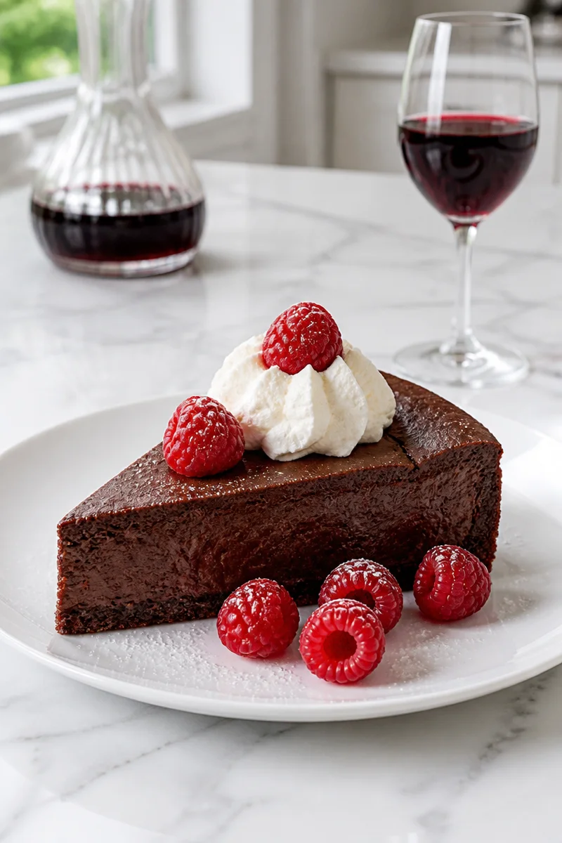 Port Wine Chocolate Torte, a rich dessert featuring chocolate and port wine flavors.