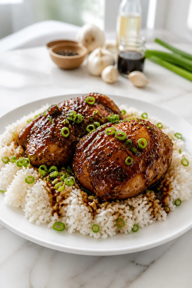 Slow Cooker Chicken Adobo, a flavorful Filipino dish featuring tender chicken and spices.