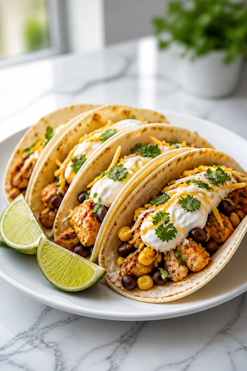 Spicy Chipotle Chicken Taco Skillet served in a colorful bowl