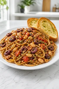 White Bean Puttanesca Savory Salty Pasta