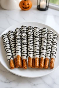 White Chocolate Halloween Mummy Pretzel