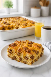 Baked Breakfast Strata Sausage Cheddar