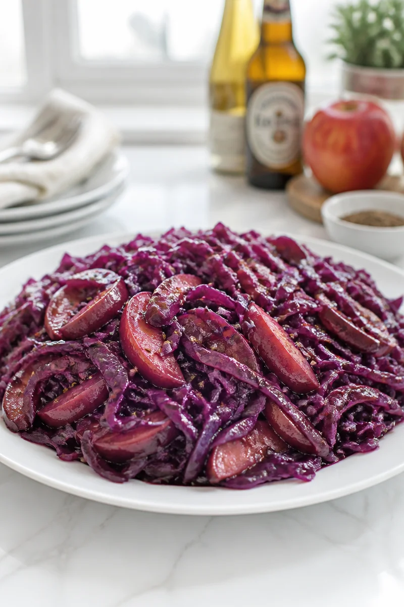Delicious Beer Braised Cabbage dish served in a rustic bowl