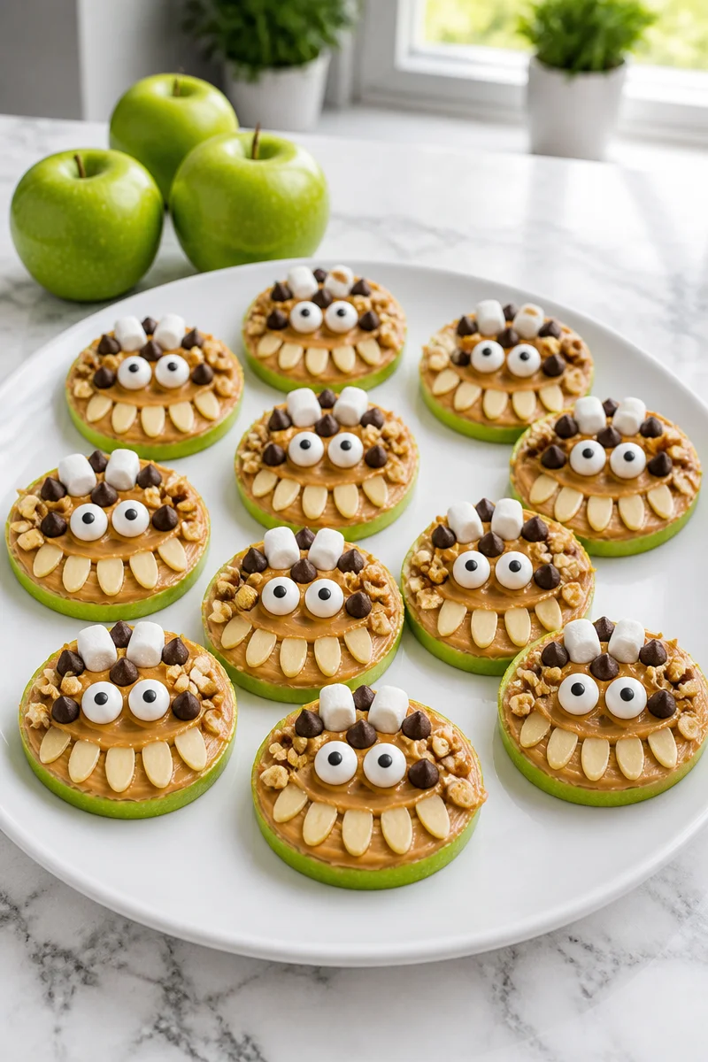 Delicious Candy Apple Slice Monster Bites with vibrant colors and toppings