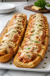 Chicken Parmesan Stuffed Garlic Bread