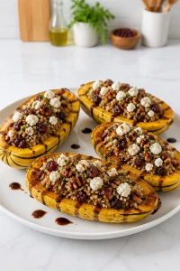 Cranberry Pecan Stuffed Delicata Squash