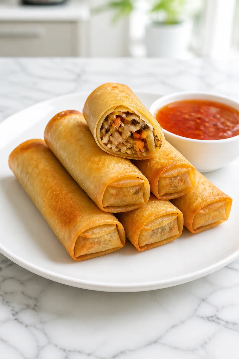 Crispy baked vegetable spring rolls, a healthy and delicious appetizer.