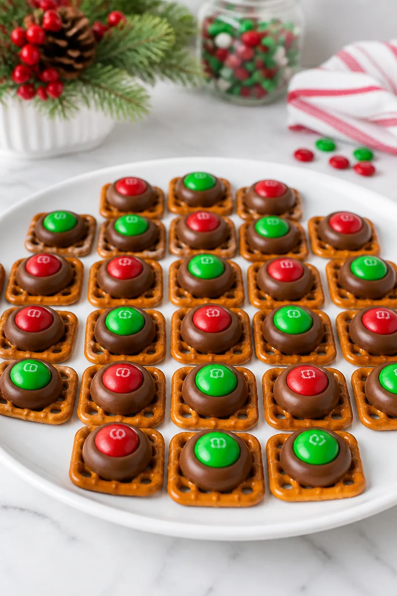 Easy and festive Christmas Pretzel Hug Candy recipe for holiday treats.