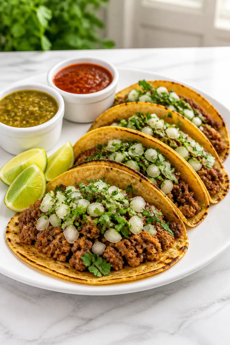 Ground Beef Street Taco topped with cilantro lime for a flavorful meal