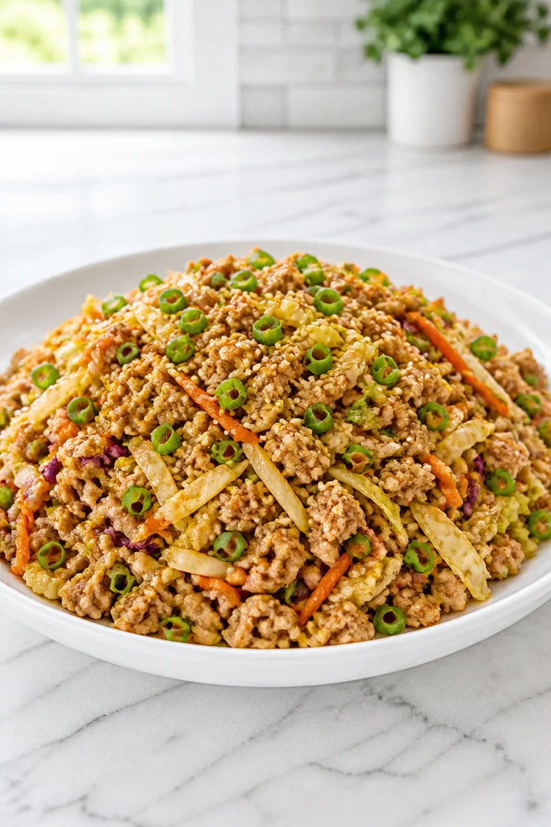 Ground Chicken Egg Roll Bowl with vegetables