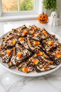 Halloween Candy Bark Pretzel Snack