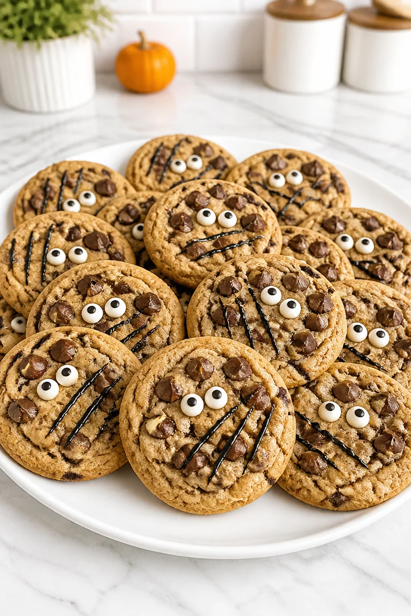 Halloween Werewolf Chocolate Chip Cookie with spooky decoration