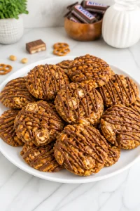 No Bake Snickers Pretzel Cookie