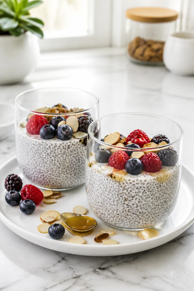 Delicious overnight vanilla chia seed pudding in a glass jar