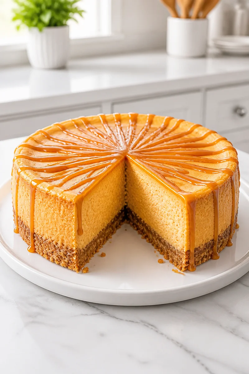 Delicious Pumpkin Cheesecake with Graham Pecan Crust
