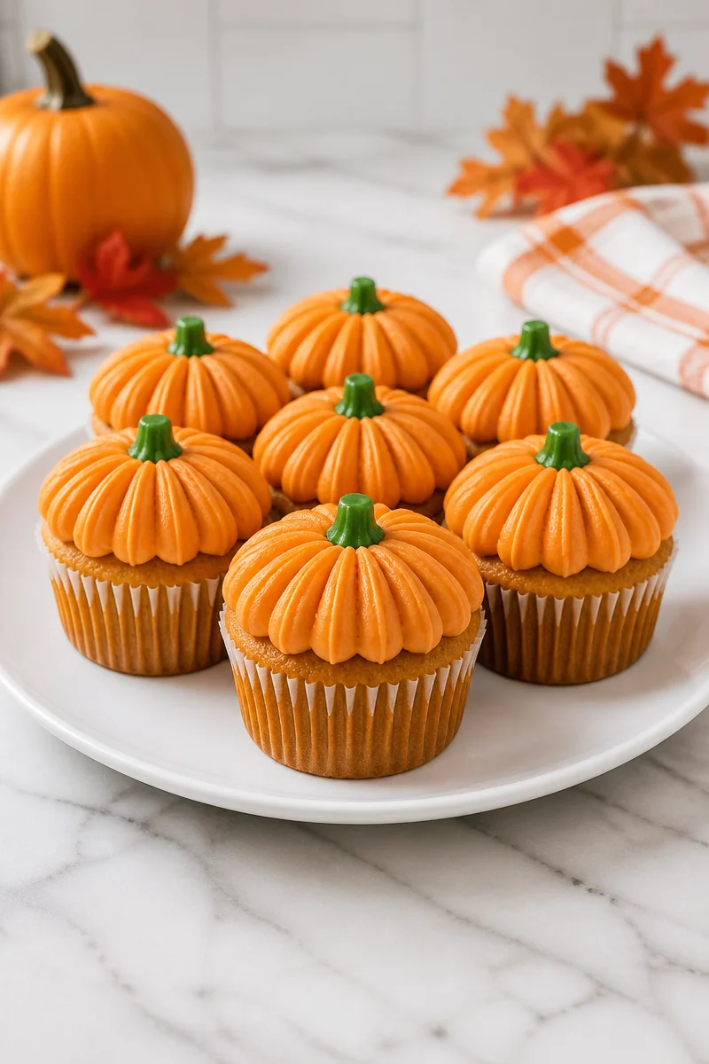 Delicious Pumpkin Patch Halloween Cupcakes decorated for spooky celebrations