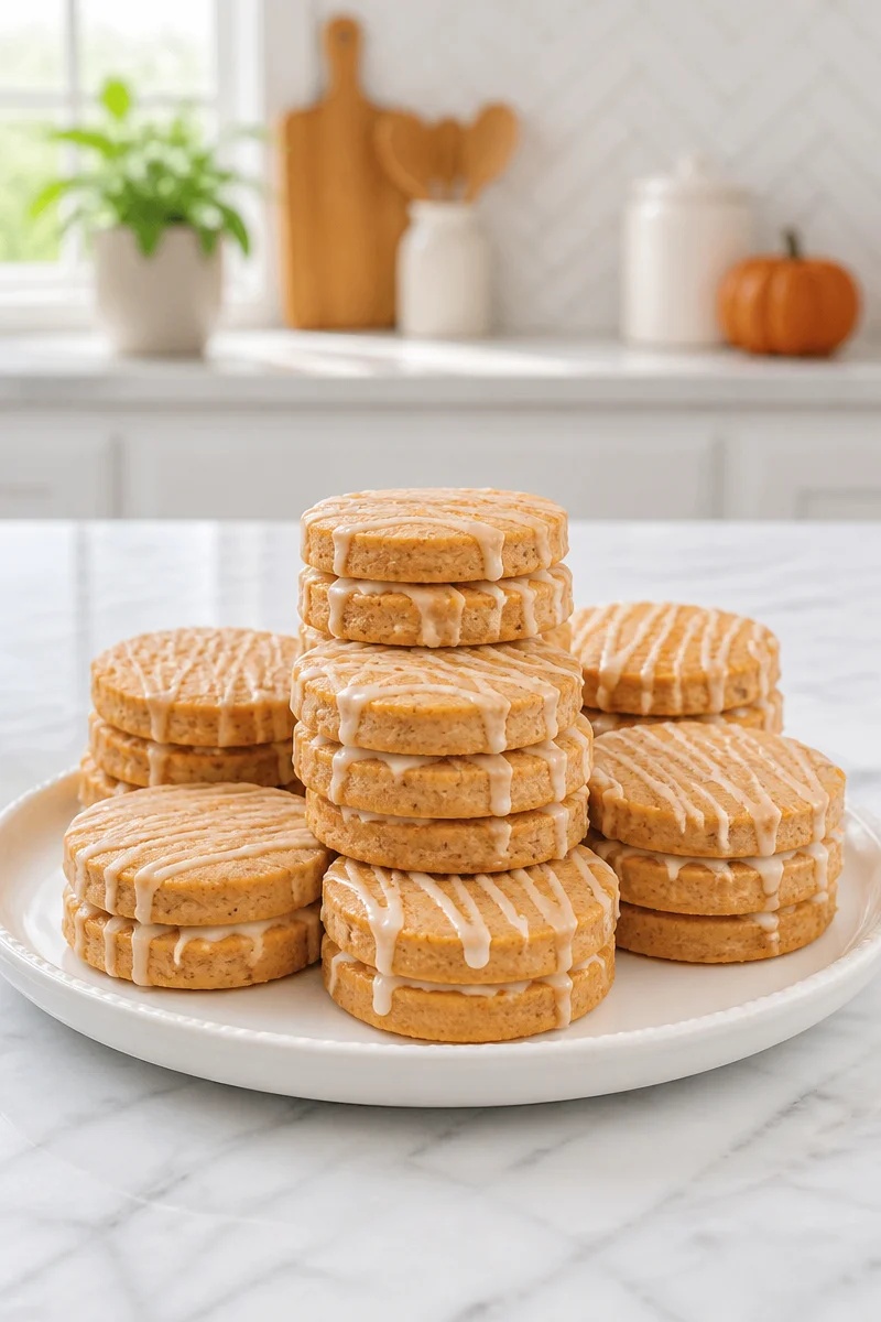 Delicious stack of Pumpkin Spice Shortbread cookies with autumn spices