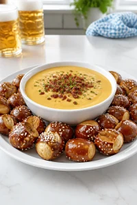Slow Cooker Beer Cheese Soup Pretzel