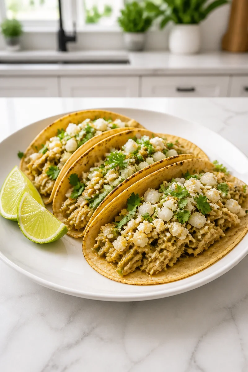 Slow Cooker Chicken Chili Verde Taco served in a bowl with toppings