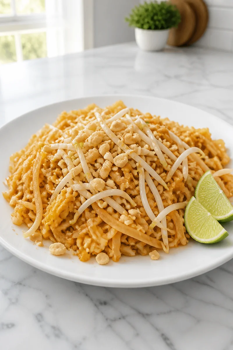 Spaghetti Squash Pad Thai Peanut dish served with fresh ingredients