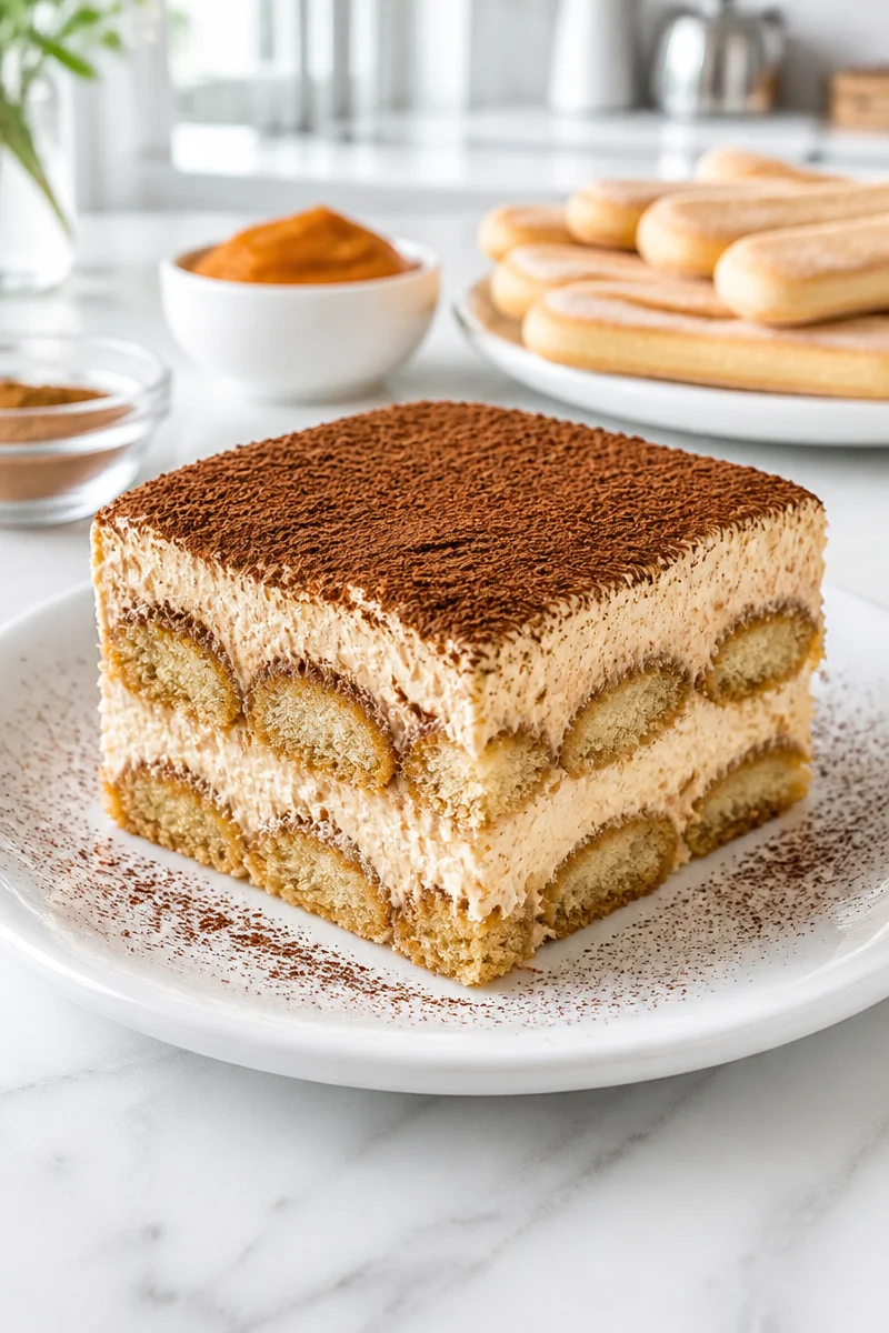 Spiced pumpkin tiramisu dessert with layered cream and pumpkin flavors