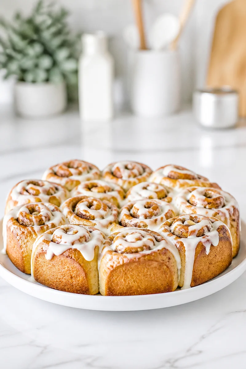 Spooky Season Pumpkin Spice Cinnamon Roll drizzled with icing and garnished.