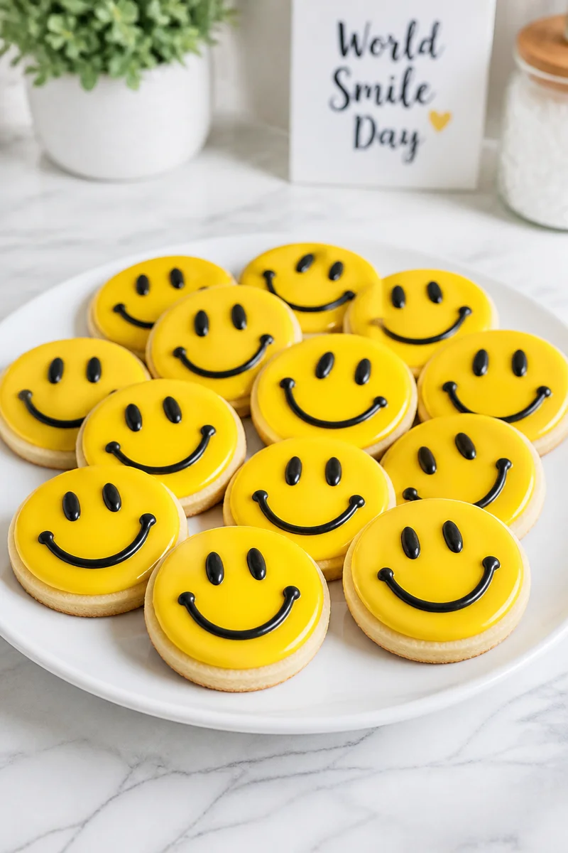 Delicious sugar cookies decorated for World Smile Day celebration.