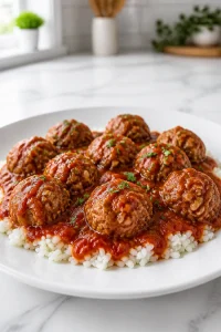 Baked Porcupine Meatballs in Tomato Sauce