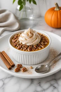 Baked Pumpkin Custard With Pecan Topping
