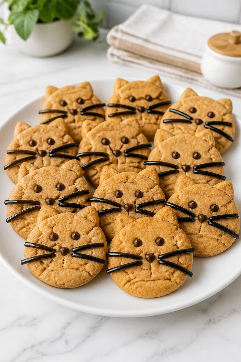 Delicious Black Cat Peanut Butter Cookie with chocolate accents