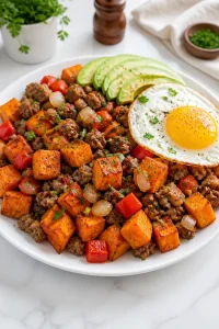 Breakfast Sausage Sweet Potato Hash Skillet