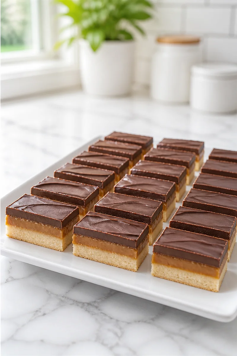 Homemade Twix Bars with caramel and chocolate layers
