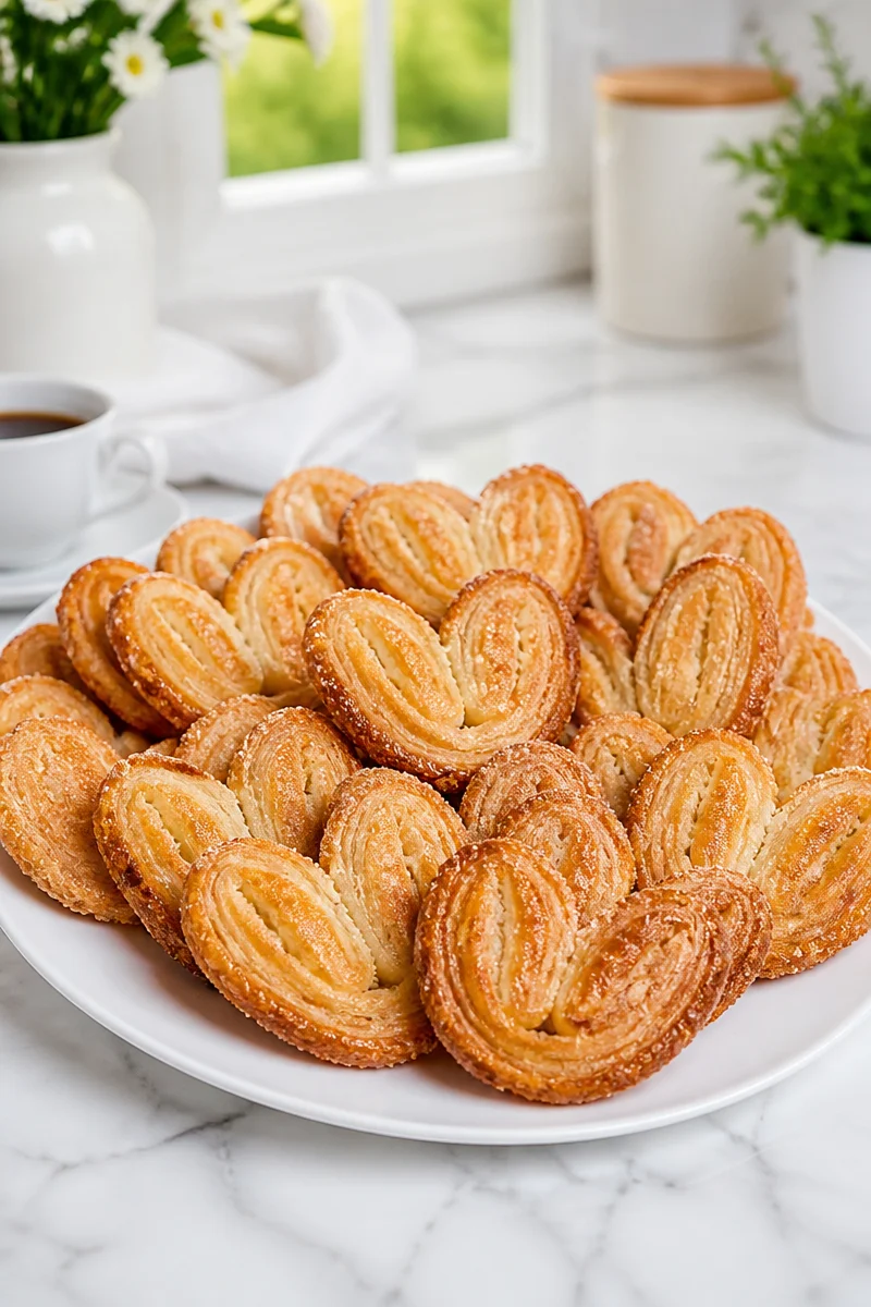 Delicious classic French Palmier cookies made from flaky puff pastry.