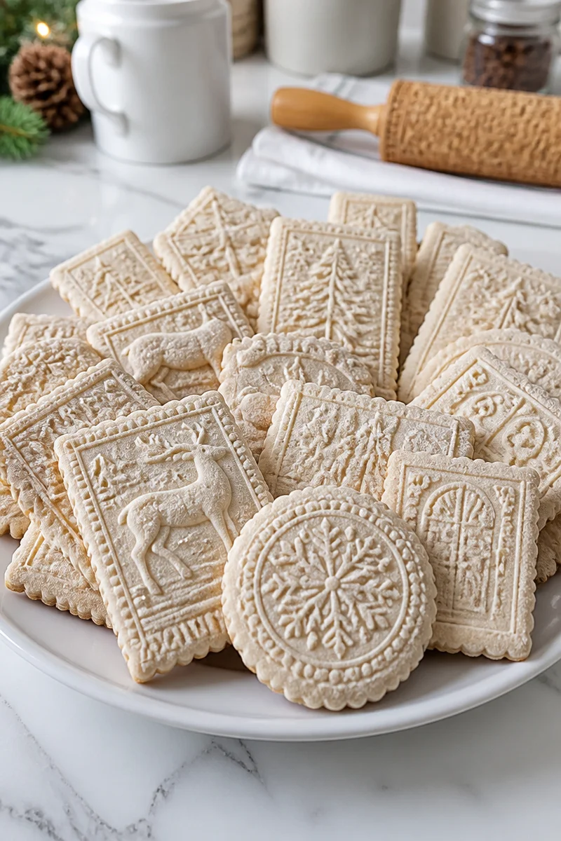 Classic German Springerle Christmas cookies with intricate designs