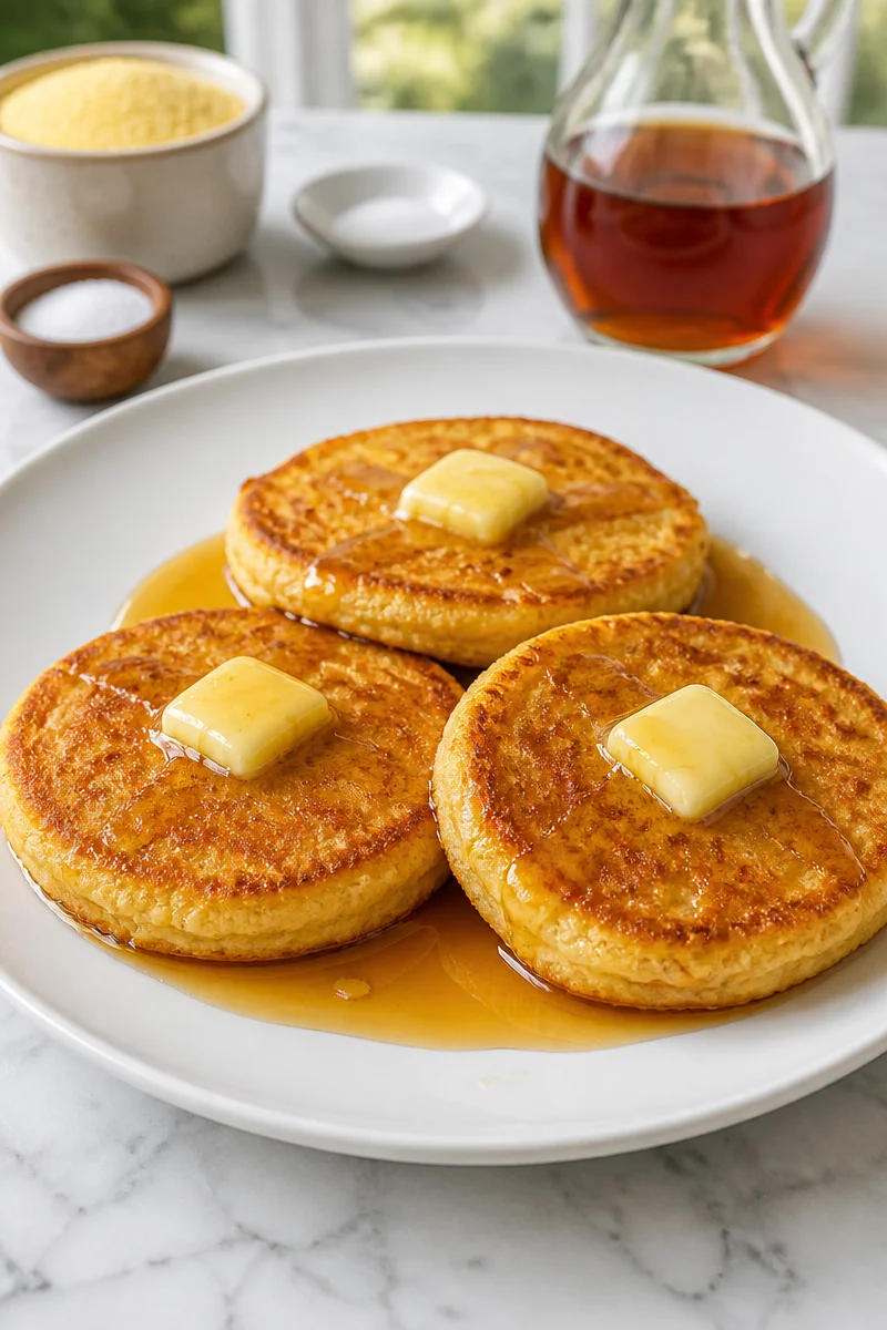 Classic New England Johnnycake served as a side dish