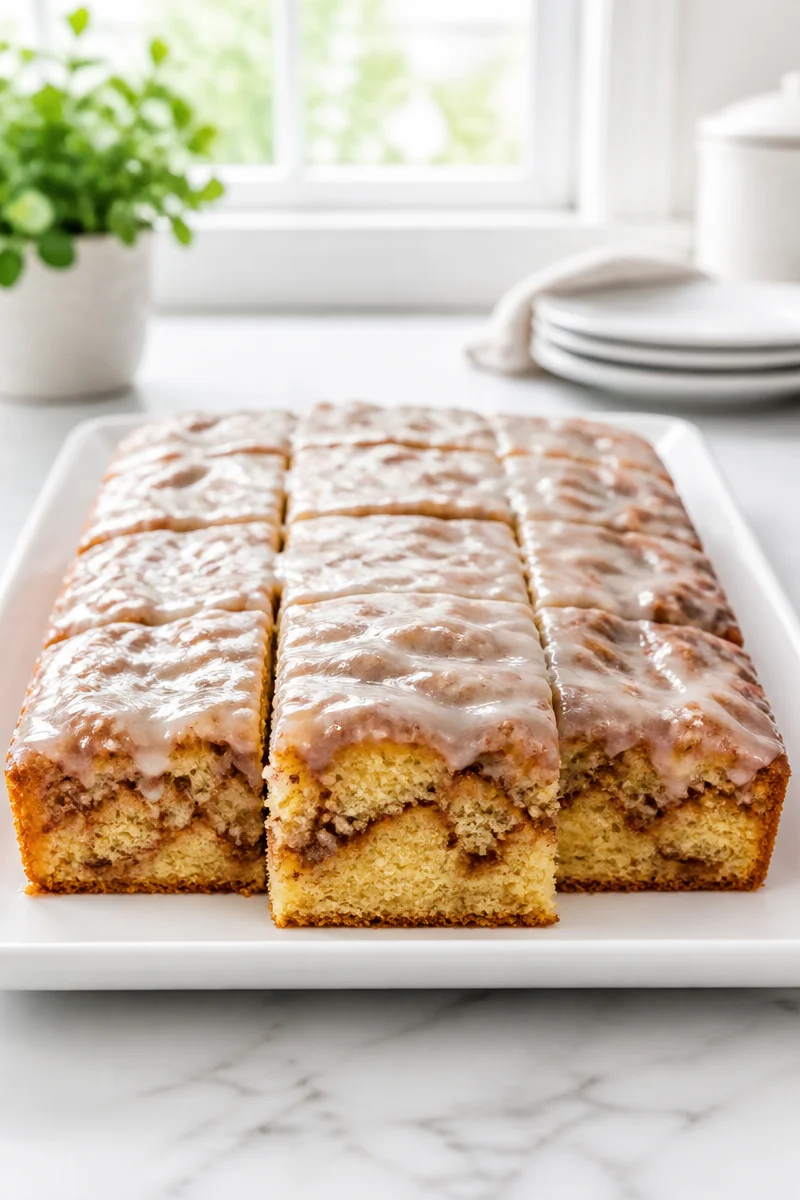 Slice of Classic Southern Honey Bun Cake on a plate