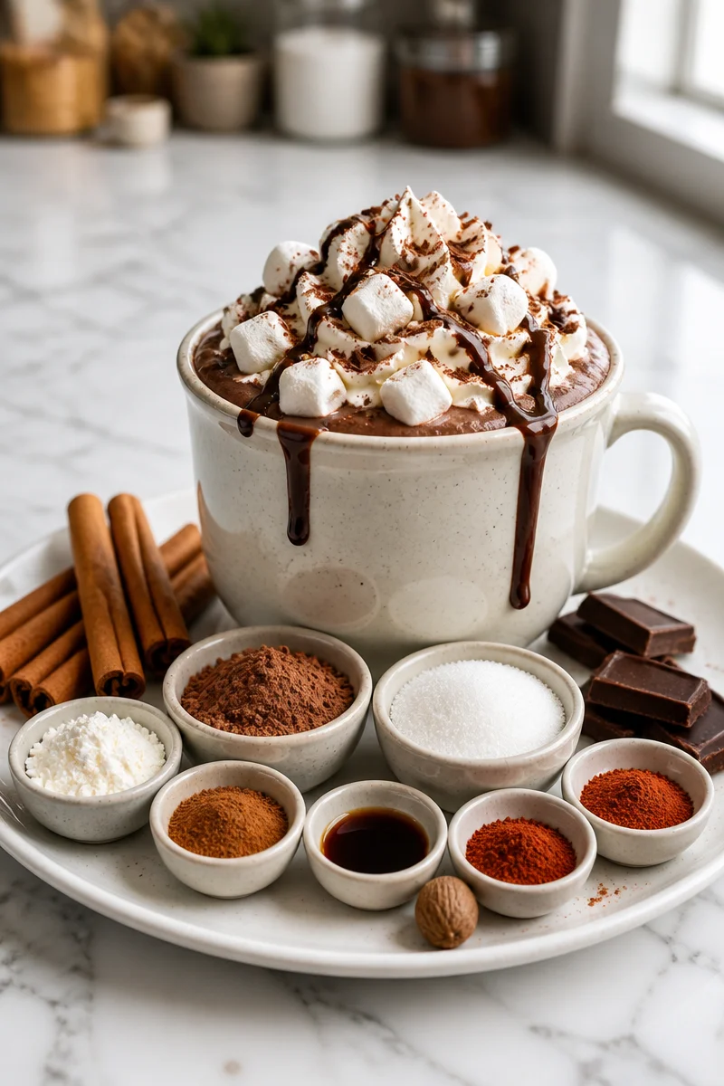 Cozy Mexican hot chocolate with cinnamon served in a warm mug.
