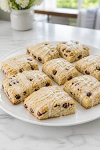 Cranberry Scones with Vanilla Glaze